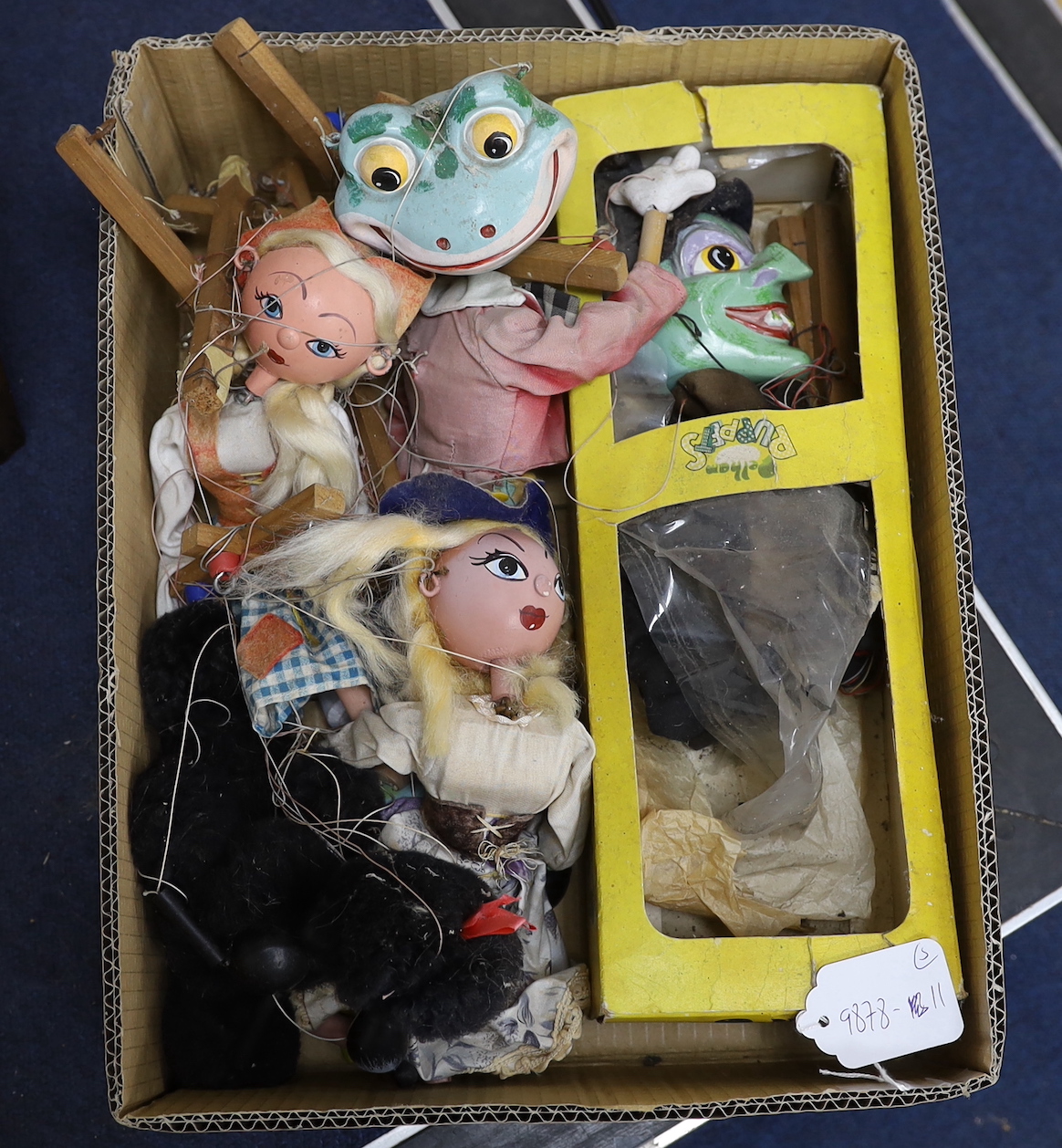 Five Pelham puppets, one boxed